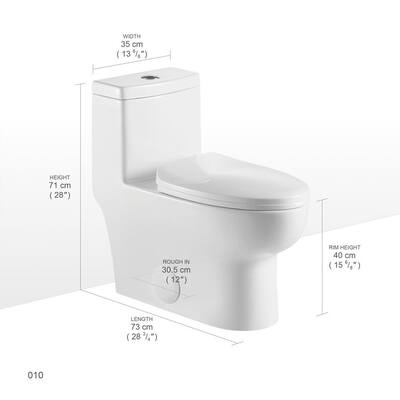 Dual-Flush 1.1 GPF/1.6 GPF One-Piece Toilet in White with Soft Closing Seat Included High-Efficiency Water Sense