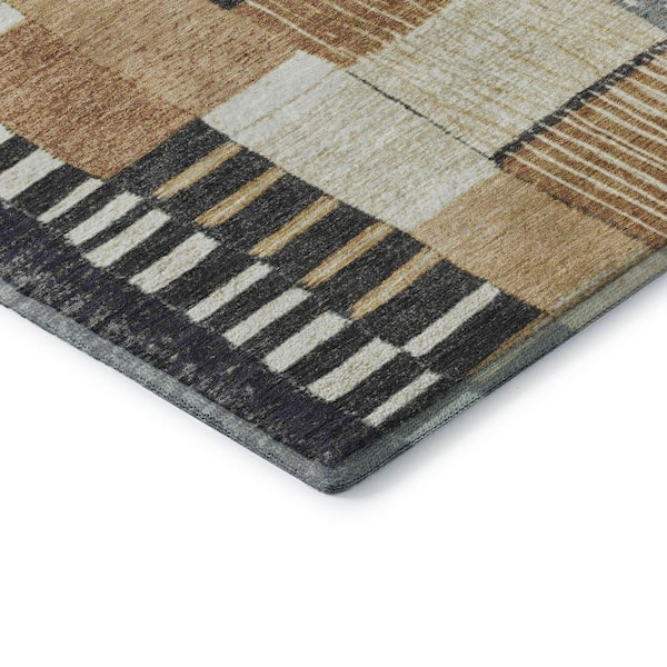 Mayfield Premium Machine Washable Abstract AMF1960 Black 8 ft. x 10 ft. Area Rug