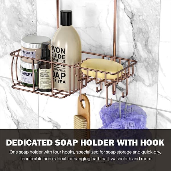 Cubilan Over-the-Shower Bathroom Caddy with Hooks in Bronze HD-B9K