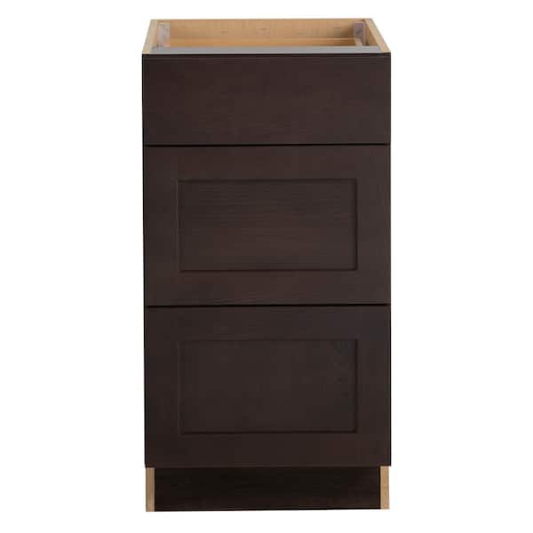 Hampton Bay Edson Shaker Assembled 18x34.5x24.5 in. Base Cabinet with 3-Soft Close Drawers in Dusk