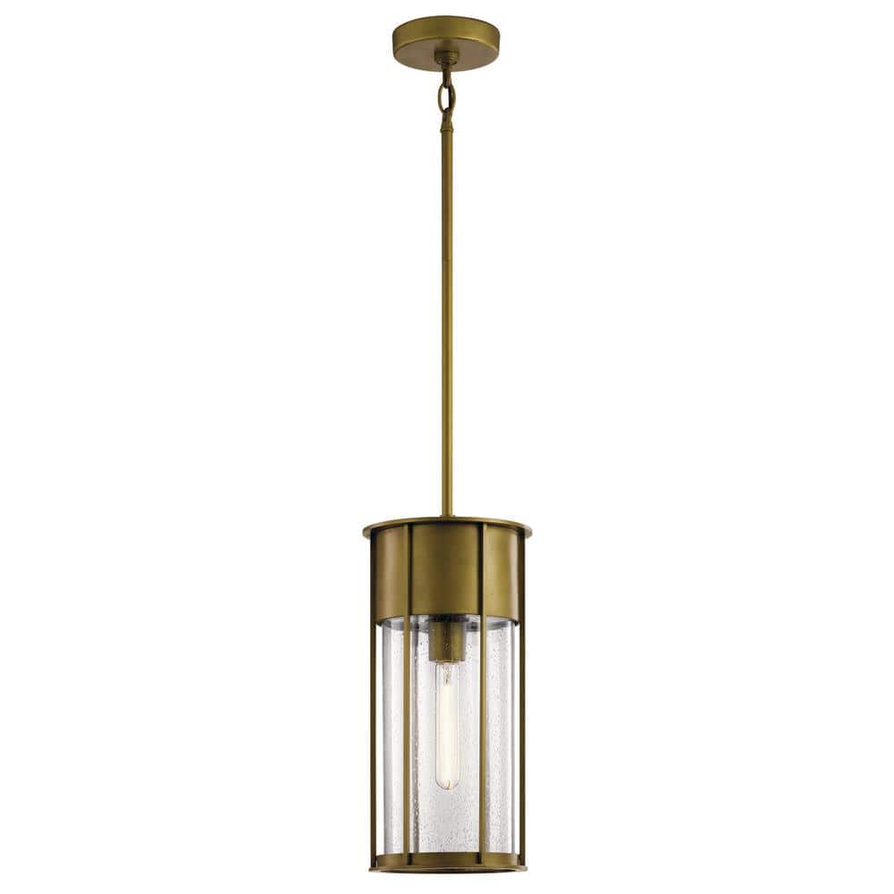 Camillo Natural Brass Outdoor Pendant with Clear Seeded Glass