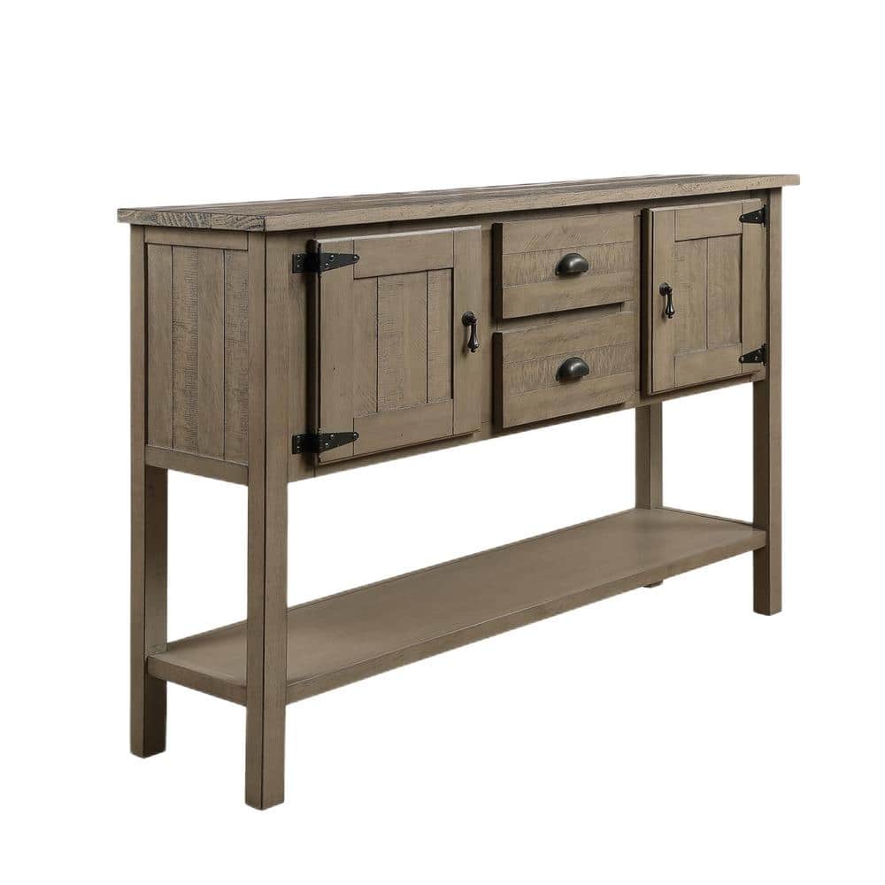 48 in. Light Brown Rectangle Wood Retro Style Console Table with 2 Drawers 