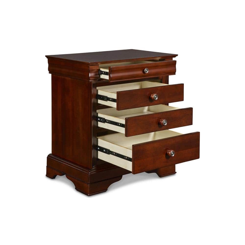 Versailles Transitional Brown Wood 4-Drawer Nightstand
