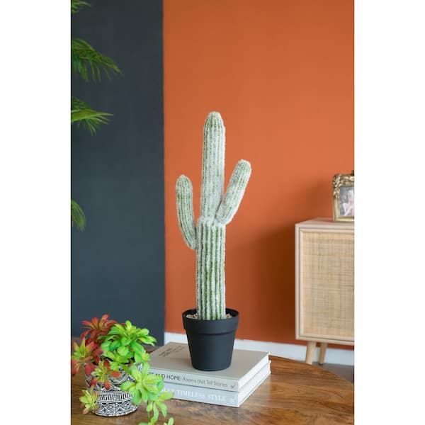 Racxily 25 in. Indoor Artificial Saguaro Cactus in Black Pot YDQ