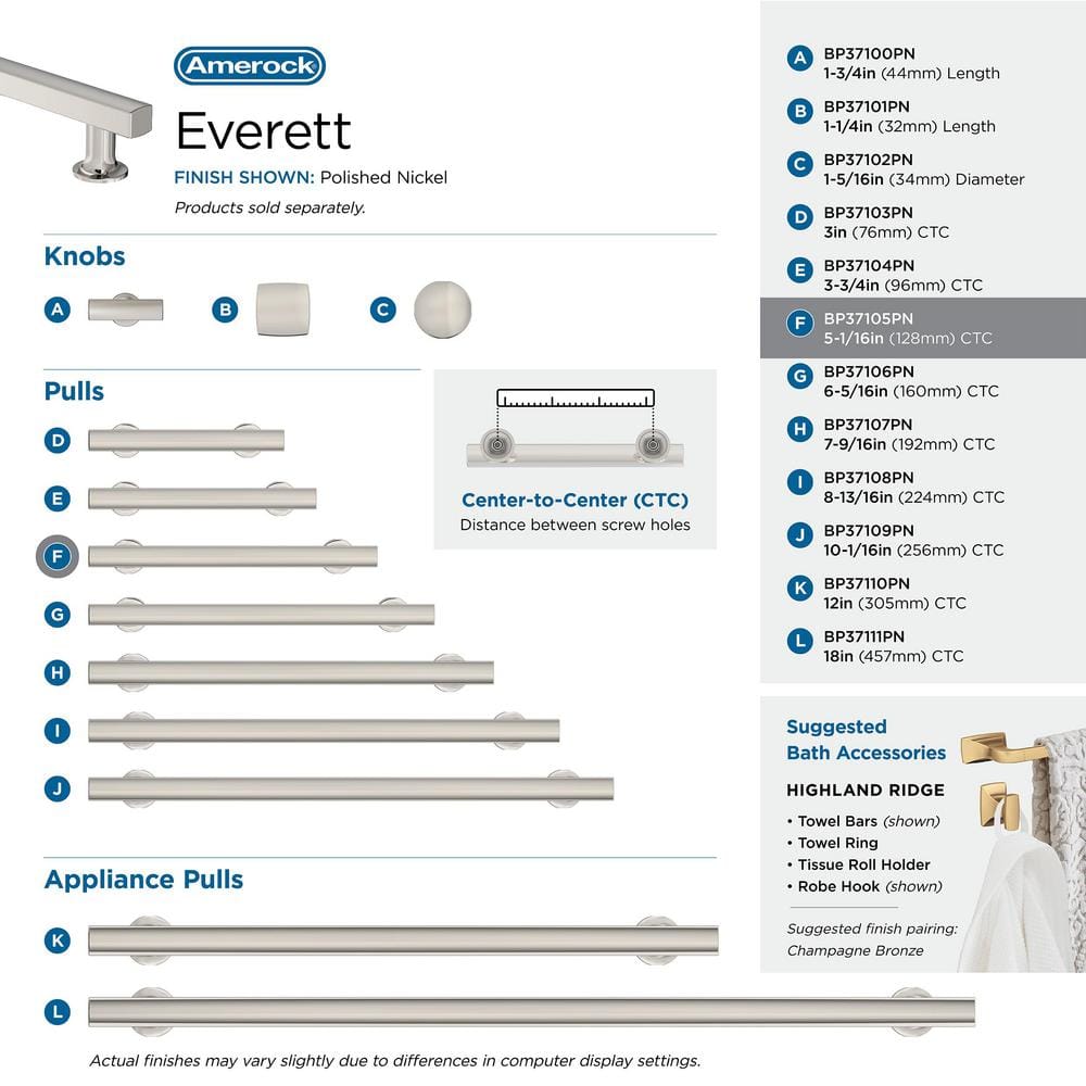 Everett Polished Nickel Cabinet Drawer Pull, 5-1/16 in