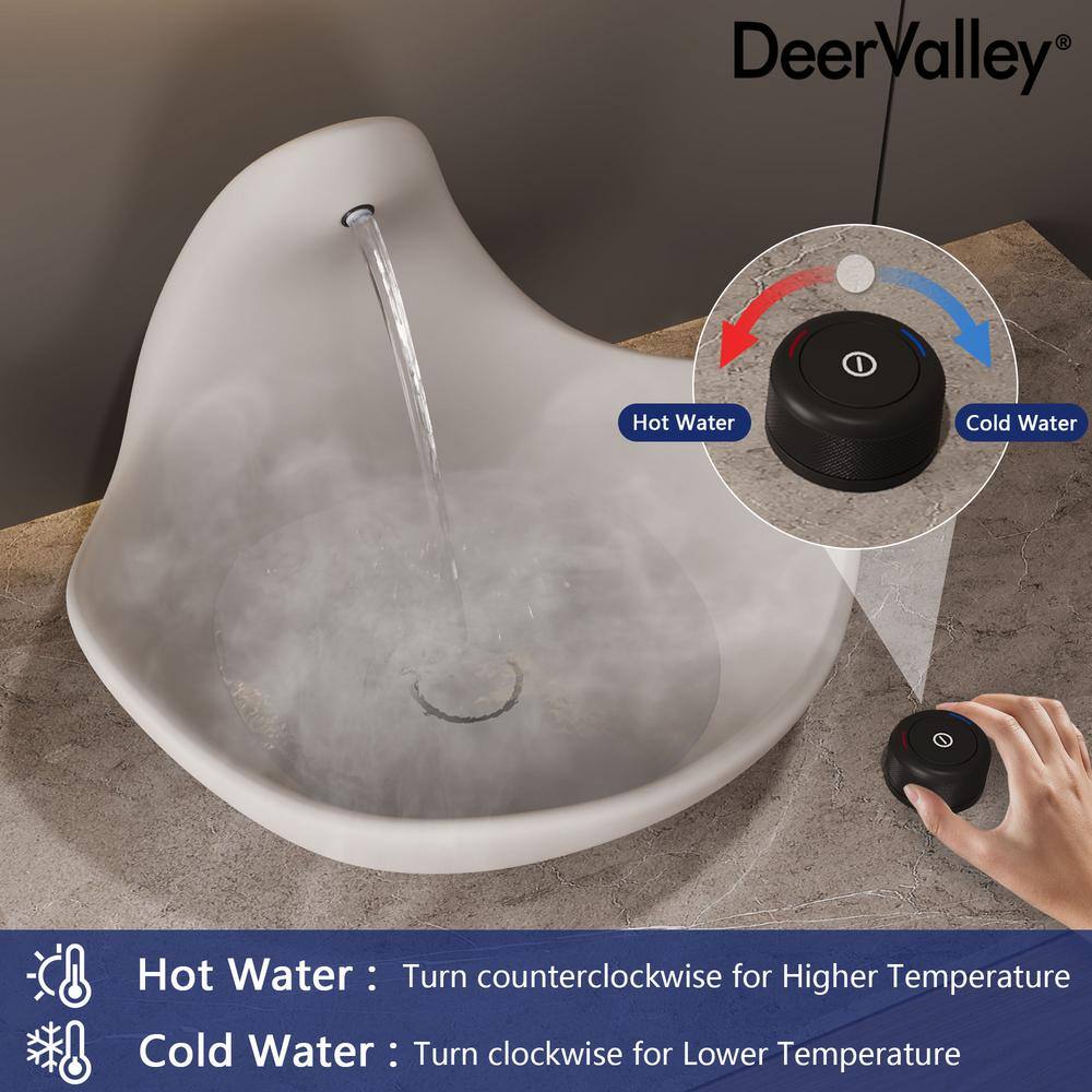 Gray White Concrete Vessel Sink with Built-In Faucet