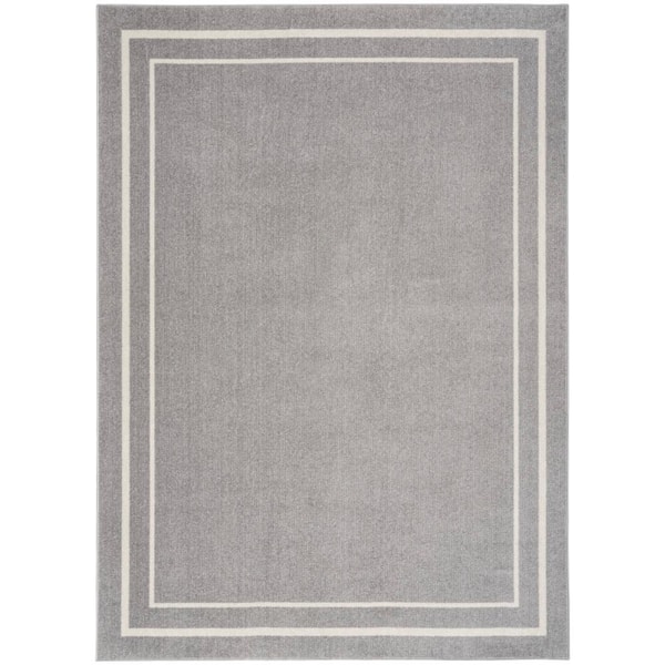 Nourison Essentials Grey/Ivory 5 ft. x 7 ft. Solid Contemporary Indoor/Outdoor Area Rug
