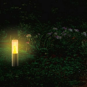 Solar Black Integrated LED Garden and Path Light with Flame or Still Light