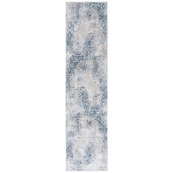 Parker 2 ft. x 8 ft. Blue/Taupe Distressed Abstract Runner Rug