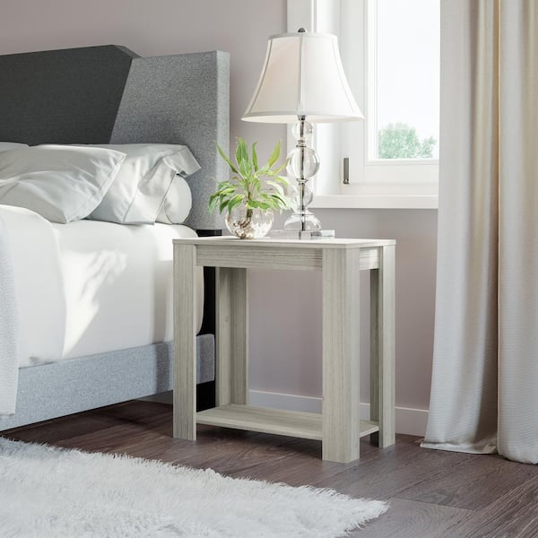 Boyd Sleep Brisbane Open-Shelf Nightstand, Barnwood Gray - Minimalist Bedside Table with Open Storage
