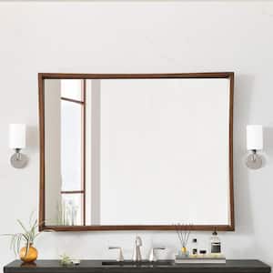 Barrow 48 in. W x 39 in. H Rectangular Wood Framed Wall Bathroom Vanity Mirror in Mid Century Acacia