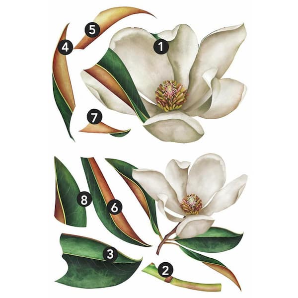RoomMates Vintage Magnolia Peel and Stick Giant Wall Decals