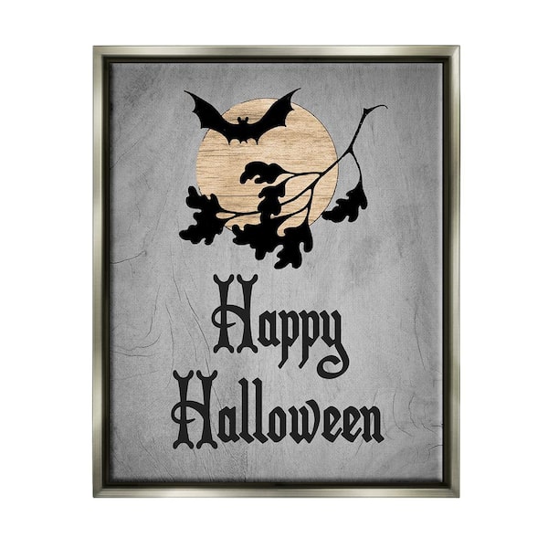 Stupell Industries Happy Halloween Bats by Lil' Rue 1-Piece Floater Frame Graphic Print Animal Poster Art Print 21 in. x 17 in.