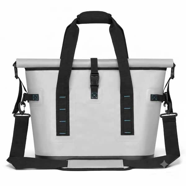 Gray Waterproof Soft Cooler Bag Grocery Bag Roll-Top Leak-Proof Insulated Ice Chest for Camping Beach Holds 40 Cans