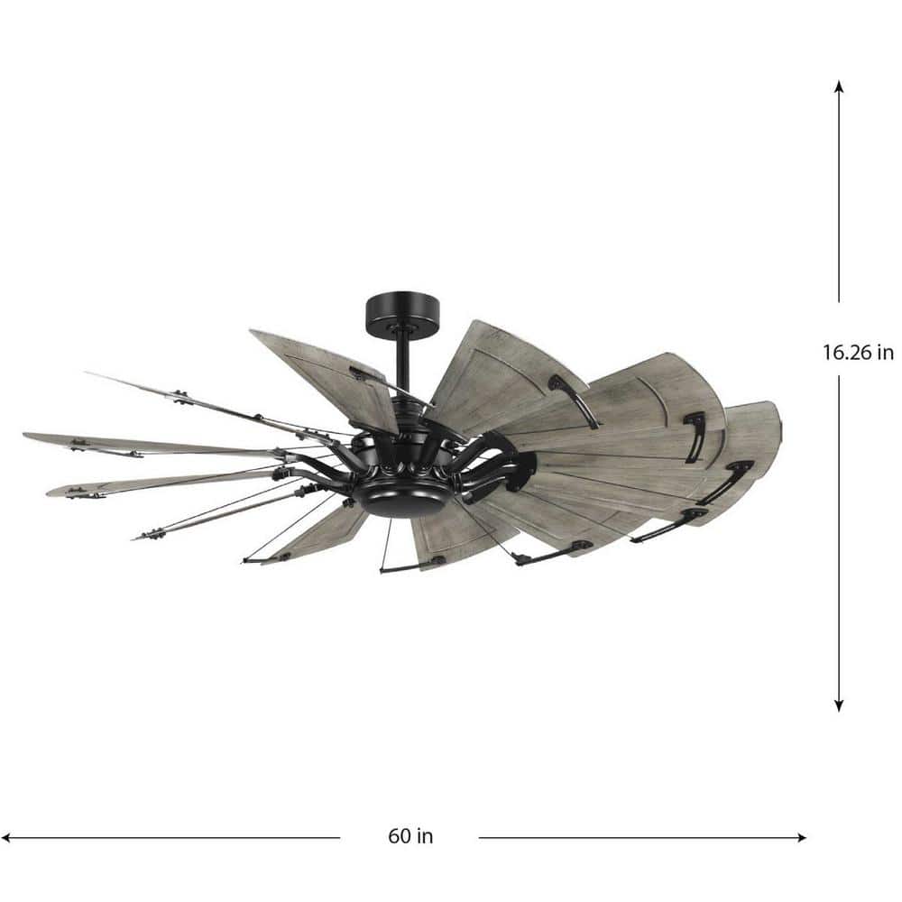 Matte Black 60" Windmill Ceiling Fan with Remote