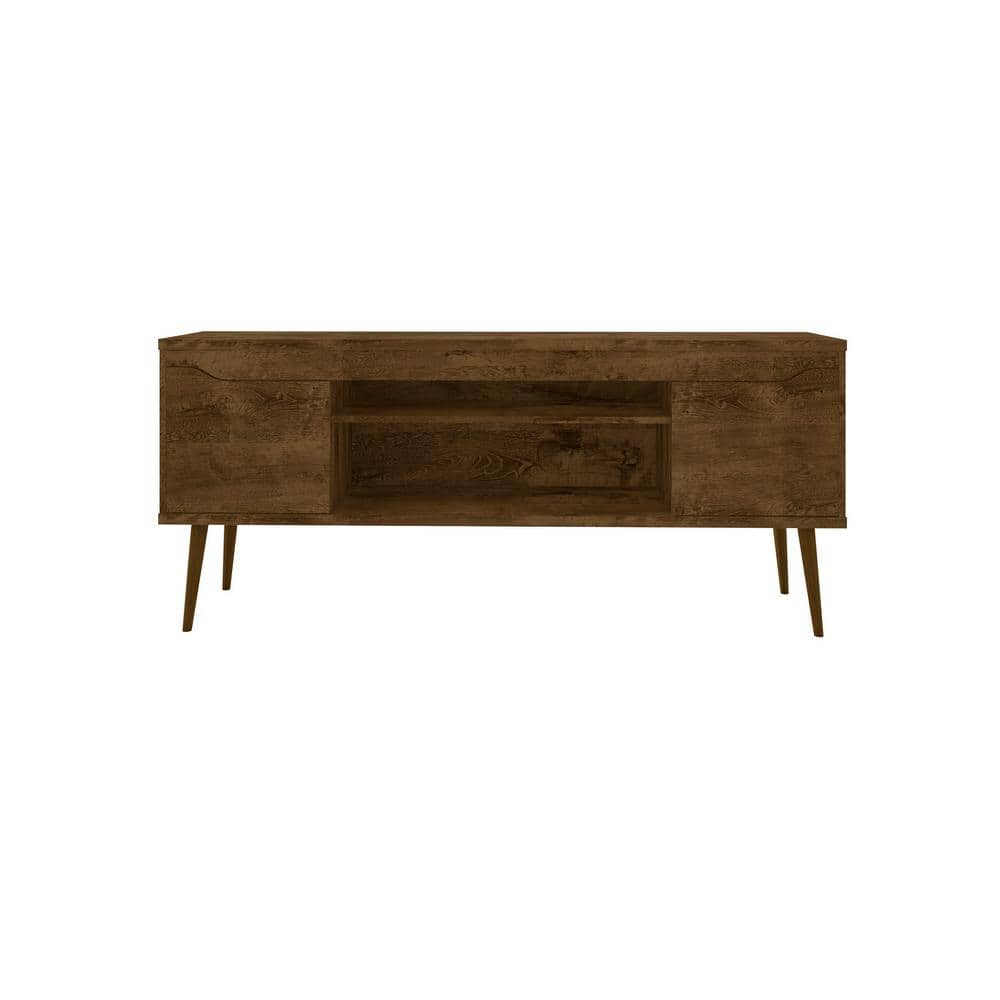 Rustic Brown Solid Wood TV Stand with Cabinets