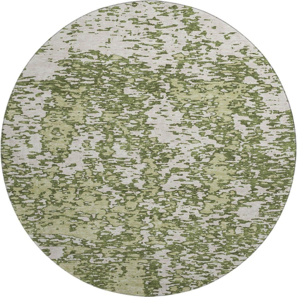 Mayfield Premium Machine Washable Abstract AMF946 Olive 8 ft. x 8 ft. Round Rug price history on PriceWatchPro