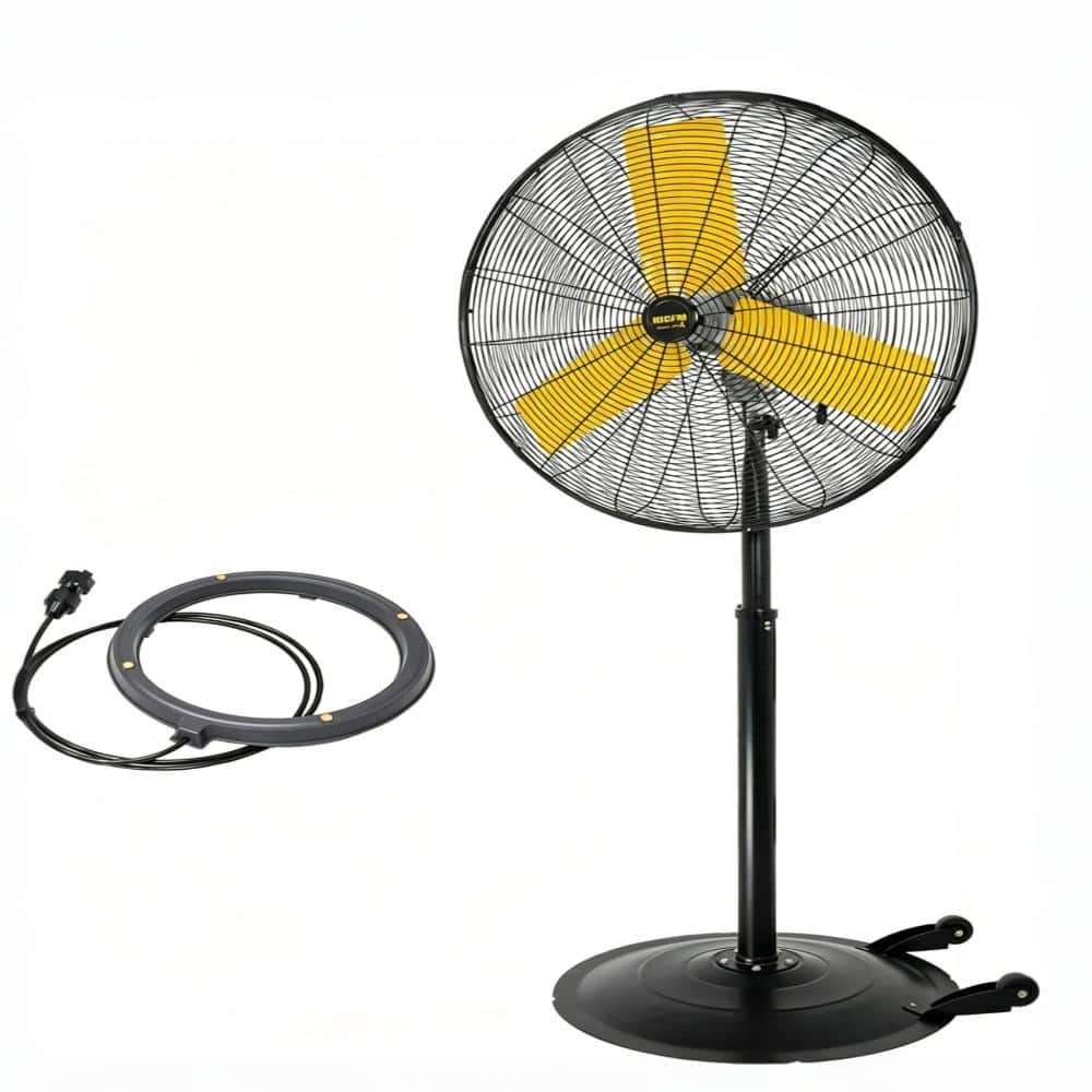 30 in.Yellow 3 Speeds Oscillating Pedestal Fan IP44 Outdoor 1/3HP High CFM Industrial Misting Fan with Wheels price history on PriceWatchPro