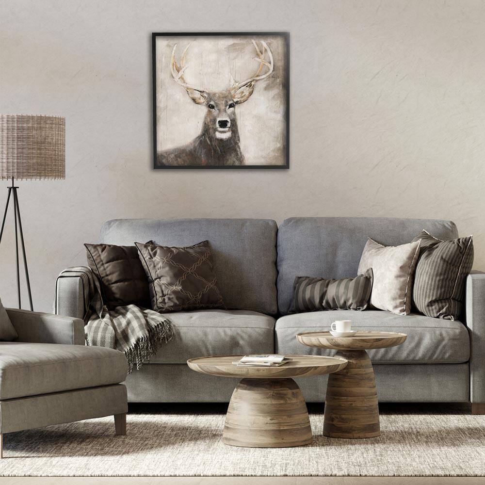 Gazing Deer in Neutrals by Sally Swatland Black Framed Animal Giclee Art Print 24 in. x 24 in. price history on PriceWatchPro