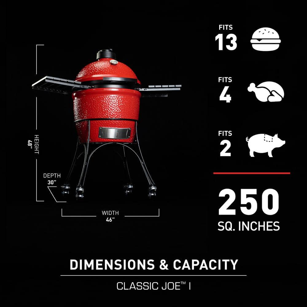 Blaze Red 18-Inch Ceramic Charcoal Grill with Smoker