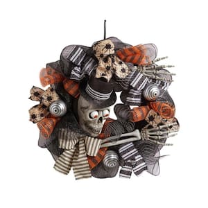 20 in. Skeleton Mesh Halloween Wreath