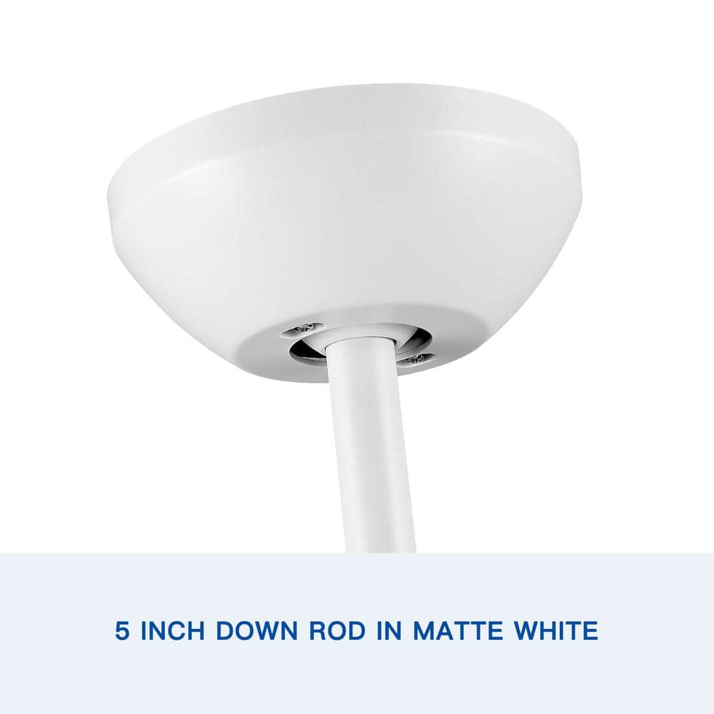 48-inch White Steel Ceiling Fan with Integrated LED Light and Remote Control