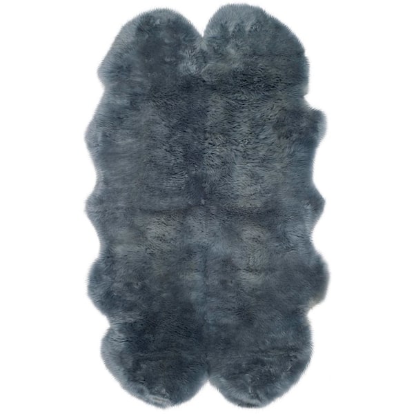 Sheep Skin 4 ft. x 6 ft. Steel Blue Solid Color Area Rug