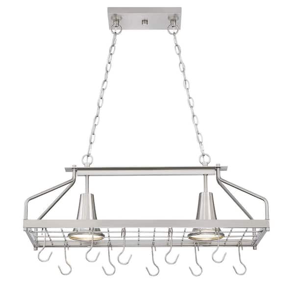 Retro 60-Watt 2 Lights Black Farmhouse Kitchen Island Pendant Light with Cone Shade and Hooks, No Bulbs Included