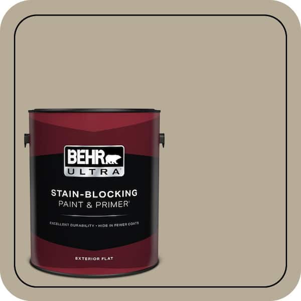 BEHR ULTRA 1 gal. #N310-4 Desert Khaki Flat Exterior Paint & Primer