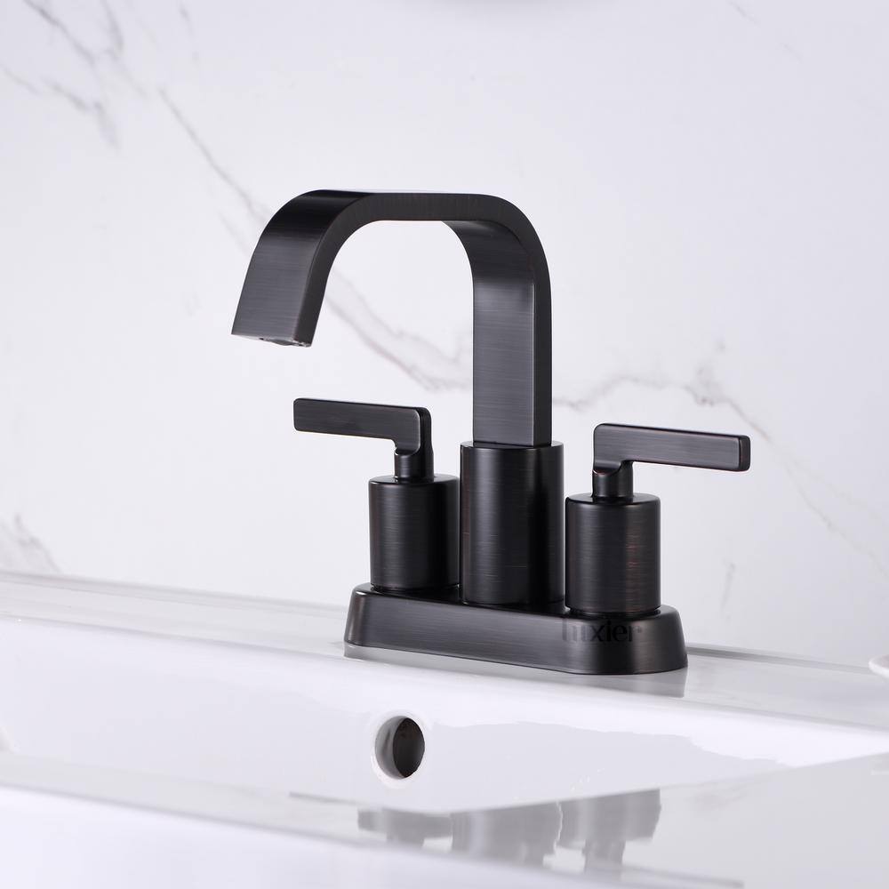 Oil Rubbed Bronze 4 in. Centerset 2-Handle Bathroom Faucet