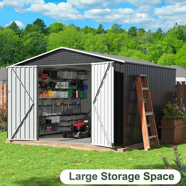 VIWAT 7.4 ft. W x 7.4 ft. D Metal Outdoor Storage Shed with Floor