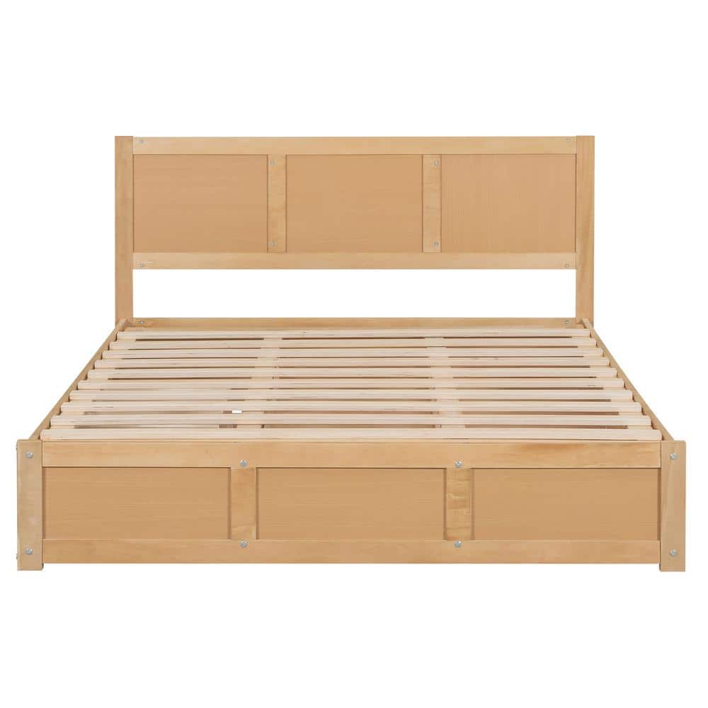 Brown Wood Frame Full Size Platform Bed with Underneath Storage and 2-Drawers - thumbnail 6