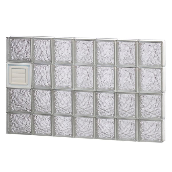 Clearly Secure 44.25 in. x 29 in. x 3.125 in. Frameless Ice Pattern Glass Block Window with Dryer Vent