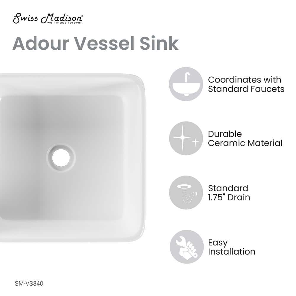 Adour 15'' White Ceramic Vessel Sink