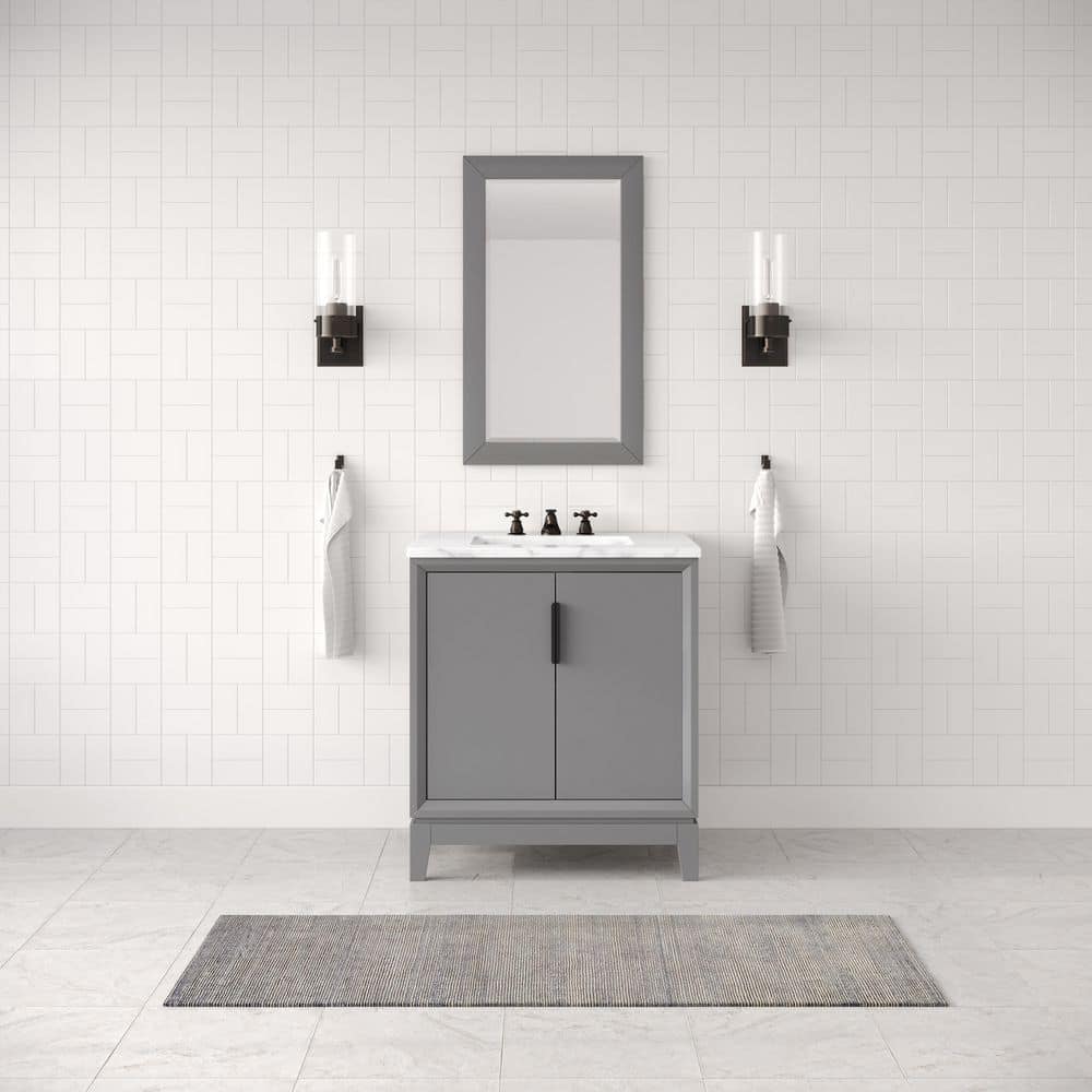 Elizabeth Collection 30 in. Bath Vanity in Cashmere Grey With Vanity Top in Carrara White Marble - With Mirror(s) price history on PriceWatchPro
