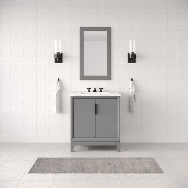 Water Creation Elizabeth Collection 30 in. Bath Vanity in Cashmere Grey With Vanity Top in Carrara White Marble - With Mirror(s)
