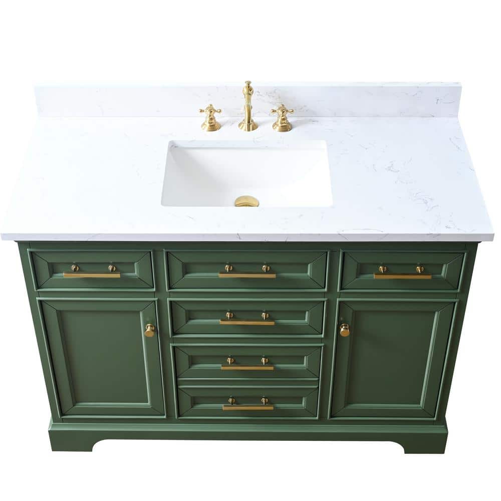 Thompson 48" Evergreen Wood Vanity with Carrara White Top