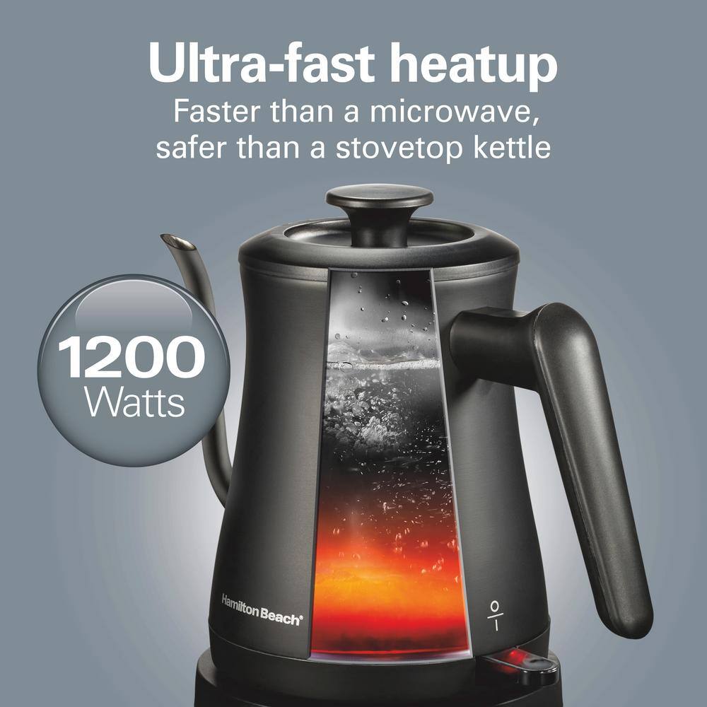 Hamilton Beach Black Stainless Steel Gooseneck Electric Kettle