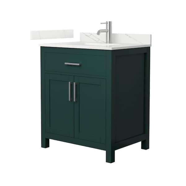 Beckett 30 in. Single Freestanding Green Bath Vanity with Giotto Quartz Top (Assembled)
