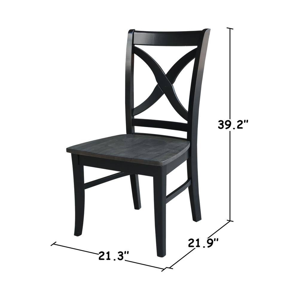 Black High Cross Back Solid Wood Dining Chair