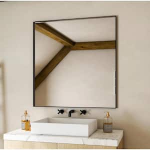 Gymax Bathroom Wall Mirror with Shelf Square Vanity Makeup Mirror
