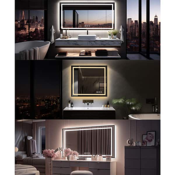 KIOTEE 88 in. W x 38 in. H Rectangular Framed Front and Back LED