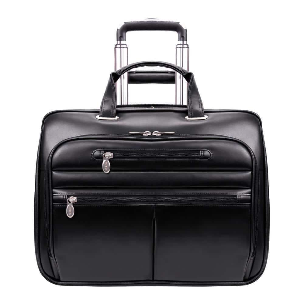 Wrightwood, Top Grain Cowhide Leather with Vegan Leather Trim, 17 in. Wheeled Laptop Briefcase