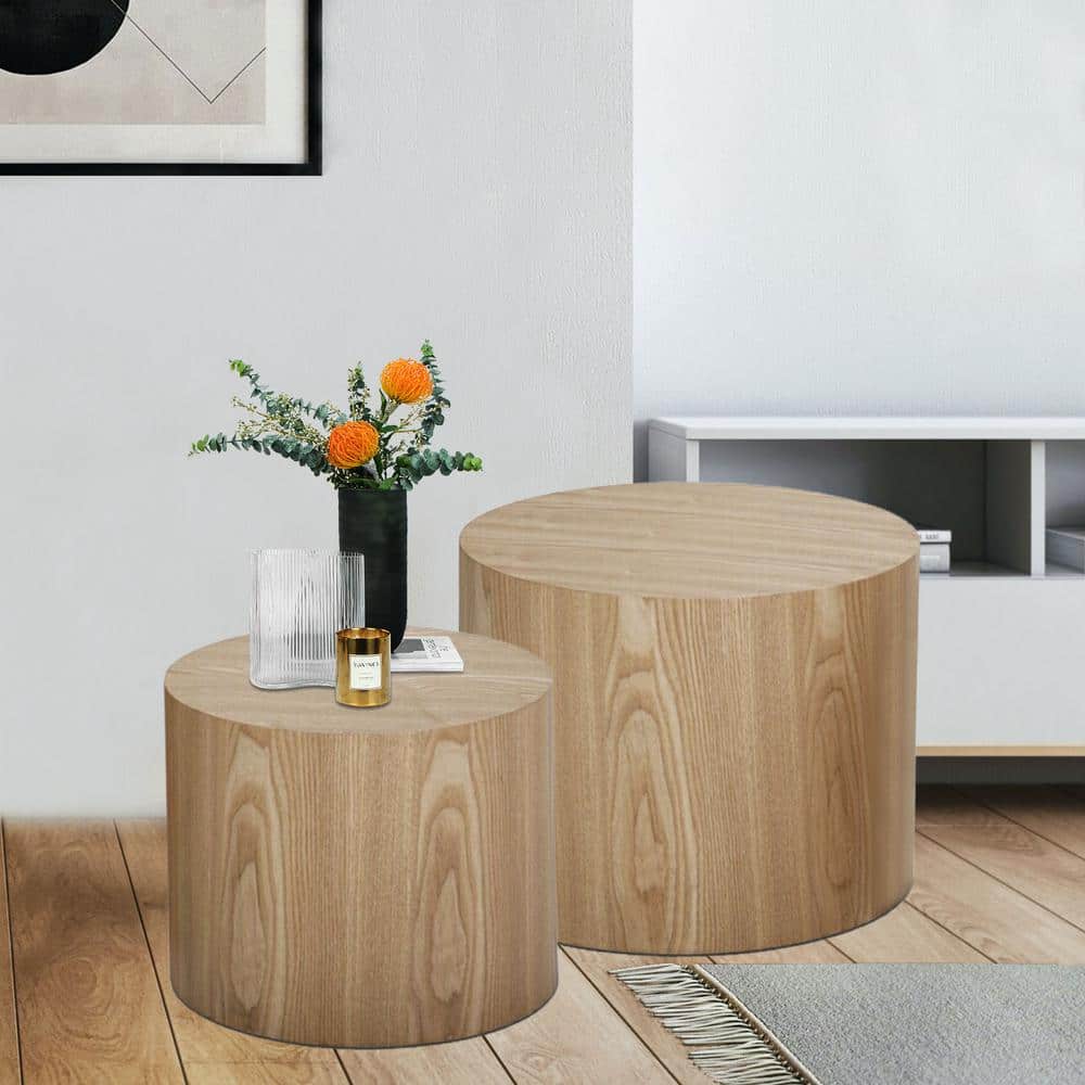 18.9 in. Natural Round MDF Side Table/Coffee Table/End Table/Nesting Table 