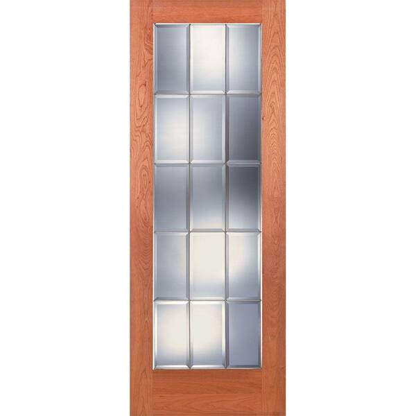 Feather River Doors 30 in. x 80 in. 15 Lite Unfinished Cherry Clear Bevel Zinc Woodgrain Interior Door Slab