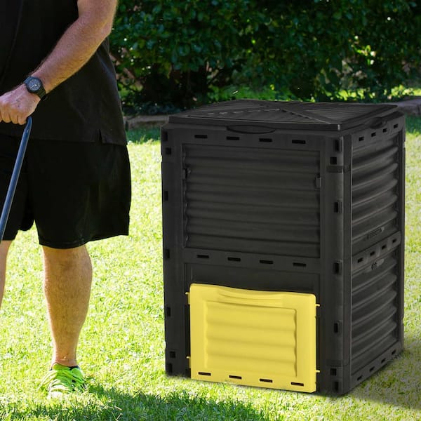 80 Gal. Large Capacity Stationary Composter Garden Compost Bin in Black