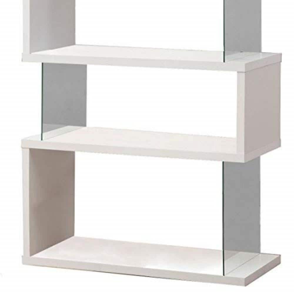 Sophia Glossy White Wooden Kids' Bookcase with Tempered Glass Sides