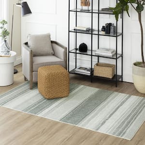 Rainbow Blue 1 ft. 8 in. x 2 ft. 10 in. Machine Washable Striped Area Rug