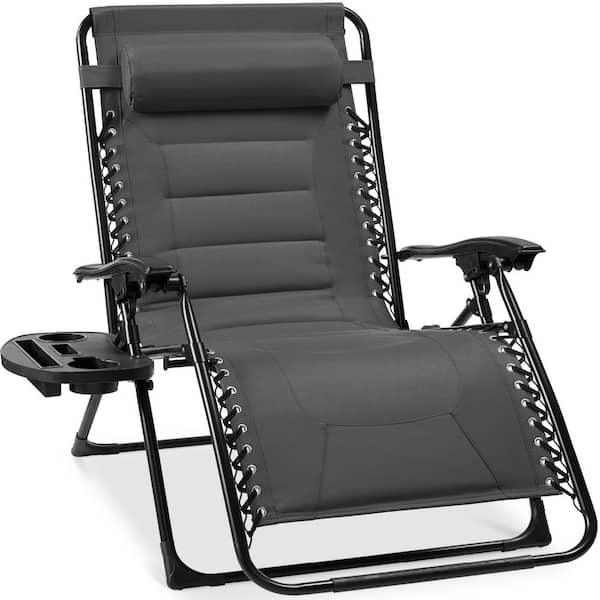 Zero Gravity チェア 低反発 ダークグレー Best Choice Products Oversized Padded Zero Gravity Dark Gray Metal