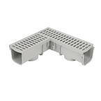 5 in. Pro Series Channel Drain 90° Elbow and Grate Plastic Deep Profile, Light Gray